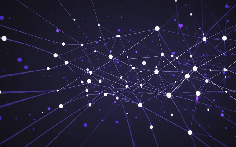 Abstract visualization of token nodes connecting to component outlines
